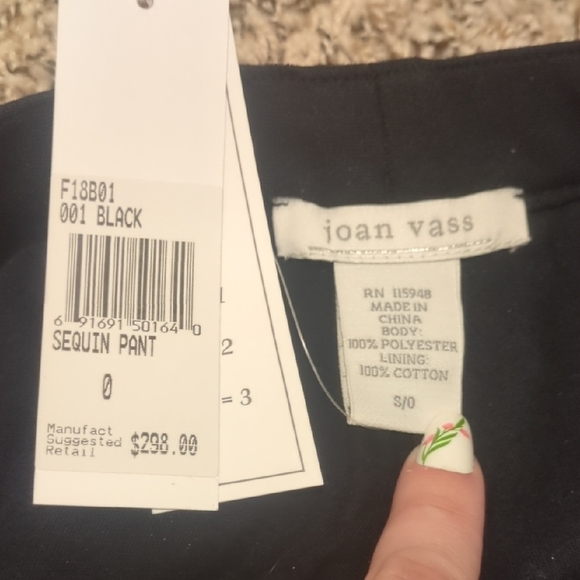 Joan Vass black sparkly sequin high rise tapered leg pant - Picture 8 of 10